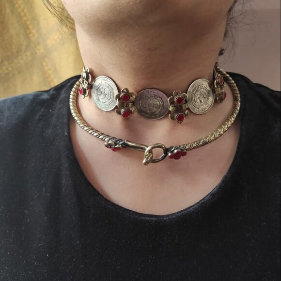 Vintage Afghan Delicate Chokers, Traditional Ethnic Handmade Choker Necklace, - Picture 8 of 8